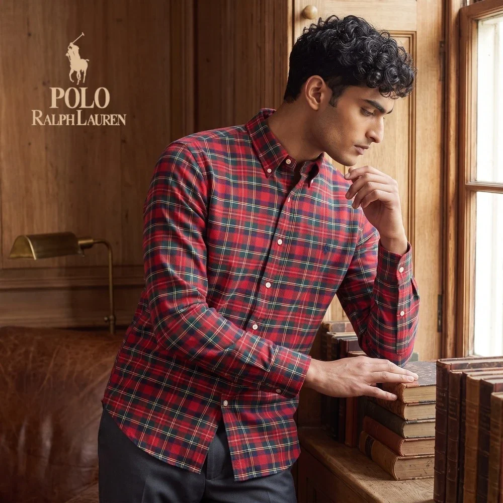 VTG Ralph Lauren Men's Oversized Oxford Big Shirt Pocket Pony RGB Tartan Plaid L